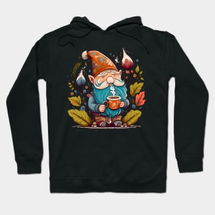 Funny Coffee & Gnome Lovers Floral Retro Spring Gardener Hoodie